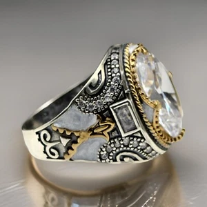 Ring for Men Solid 925 Sterling Silver Cubic Zirconia Gemstone All Size - Picture 1 of 5