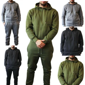 Men's Slim Fit Fleece Plain Tracksuit Set ZIp Up Hoodie & jogging bottom (2021) - Picture 1 of 8