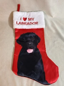 black labrador retriever Christmas Stocking , I Heart My Labrador 16 Inches Red - Picture 1 of 8
