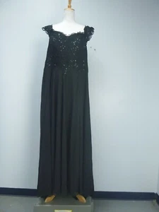 JJ's House Black A-line Sweep Train Long Lace Chiffon Prom Dress Sz 20W 186896 - Picture 1 of 9