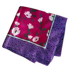 "Bufanda rosa floral púrpura lunares 31"" cuadrada colorida" - Imagen 1 de 3
