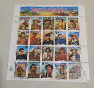 DE COLECCIÓN 1993 Leyendas del Oeste USPS 29 centavos 20 estampillas página completa clásicas MNH - Imagen 1 de 8