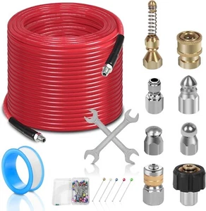 Kit de chorro de alcantarillado de 50 pies para manguera limpiadora de drenaje NPT de 1/4"" 5800 PSI EE. UU. - Imagen 1 de 6