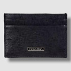 50 Calvin Klein Mens Black Logo Saffiano Rfid Genuine Leather Card Case Wallet