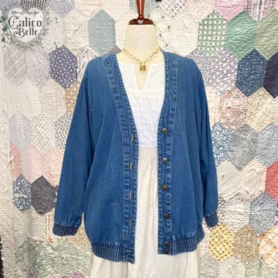 Cárdigan Vintage Gitano High School Varsity Letra Denim Azul Jeans Chaqueta Talla L Foto 1 de 4