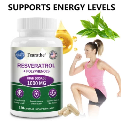 FEARATHE Resveratrol 1000mg - Red Wine - Anti-Aging, Brain, Immune & Heart Health