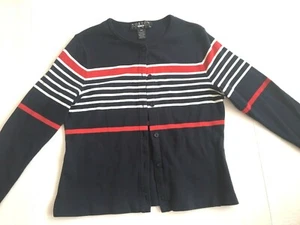 Damen-Cardigan Norton Studio Petites Baumwolle dunkelmarine mit roten, weißen Streifen Gr. PM - Bild 1 von 10