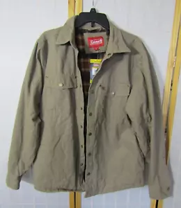 NWT Coleman Fleece Lined Collared Riveted Brown Cotton Jacket Men's Size M - Picture 1 of 6