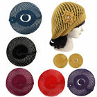  Women's Fall Spring Winter Crochet Knit Slouchy Beanie Beret Cap Hat /W Flower 
