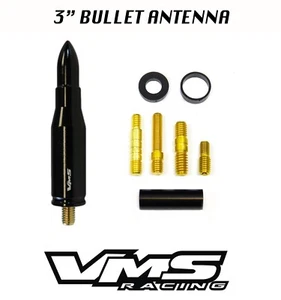 BLACK 223 CALIBER BULLET SHORT SCREW IN ANTENNA 3" FOR 07-15 JEEP WRANGLER JK - Picture 1 of 6