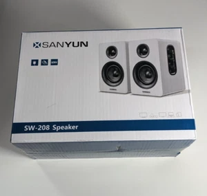 Sanyun (SW-208) 60W Active Bluetooth 5.0 Bookshelf Speakers- White - Picture 1 of 6