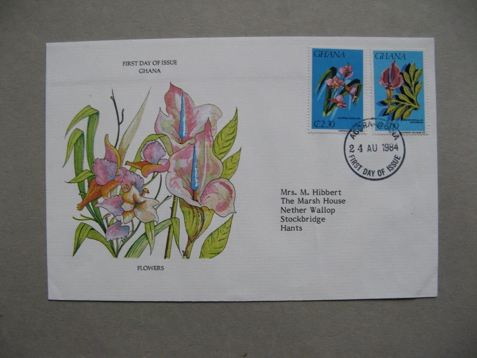 GHANA, cover FDC 1984, flower orchid - Image 1 of 1