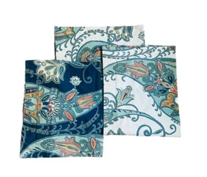 Pottery Barn 3 Piezas Leah Paisley Azul Naranja EURO y Fundas Estándar Reversibles - Imagen 1 de 8
