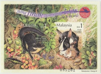 MALASIA 2002 Stamp Week The Tame & The Wild MS Imperf SG#MS1112db MNH Foto 1 de 2