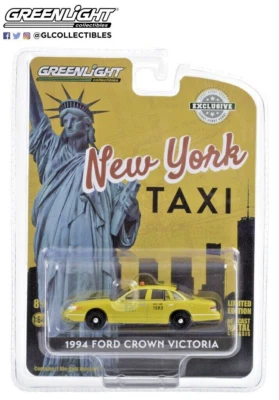 Modello Auto Diecast 1/64 Ford Crown Victoria NYC New York Taxi Greenlight 1994 - Immagine 1 di 2