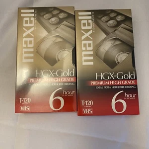 Maxell HGX-Gold Premium High Grade T-120 6 Hour VHS Lot of 2 Factory Sealed NEW - Picture 1 of 2