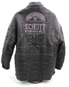 RARE! Schott NYC Genuine Leather Stitched Lined Black Jacket Men’s 4XL *READ* - Picture 1 of 15