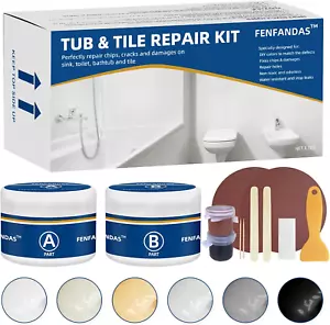 Tub and Fiberglass Shower Repair Kit White, 3.7Oz Porcelain Tile Repair Kit, Por - Picture 1 of 12