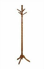 71" Tall Hall Tree Twist Design Wooden Coat Rack with 6 Hooks Hanger Oak Finish