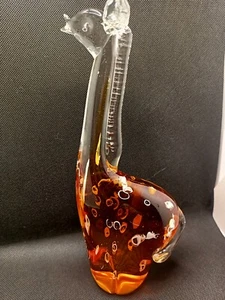 12" tall Crystal Amber Giraffe art glass paperweight figurine - Picture 1 of 6