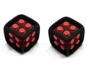 2x LEGO Black & Red 6 Sided Rubber Frame Game Die Dice Piece 4 Stud per side - Picture 1 of 1