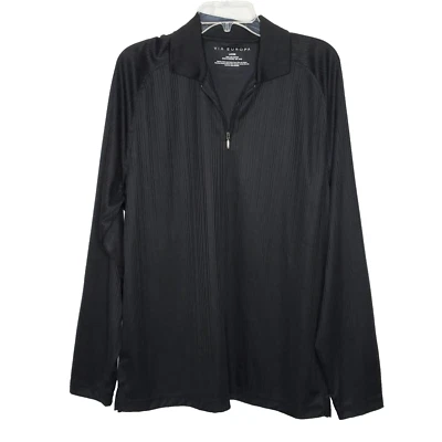 Camisa Polo Via Europa Para Hombres Acanalada Cuarto Cremallera L Negra Rayas Aspecto Monocromático Foto 1 de 4
