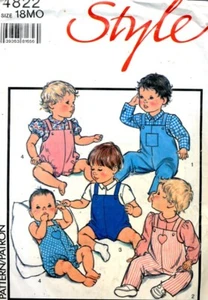 Cut Sewing Pattern Infants Toddler Dungarees Overalls Shirt Romper - 18 months - Picture 1 of 2