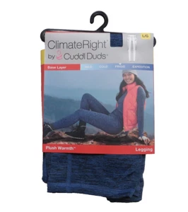 New Cuddl Duds Women's Size Large Blue Denim Climate Right Plush Warmth Leggings