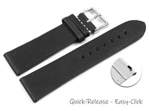 Bracelet montre à dégagement rapide noir cuir vachette modèle Soft Vintage