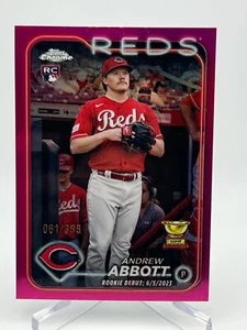 2024 Topps ACTUALIZACIÓN CROMADA Andrew Abbott RC REFRACTOR MAGENTA 61/399 #USC34 - Imagen 1 de 2