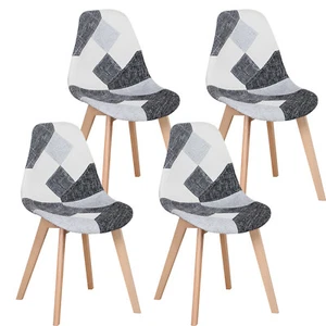 Pack de 4 Sillas de comedor Silla de cocina diseño nórdico Patchwork Gris - Imagen 1 de 11