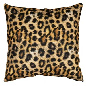 Leopard Spot Velvet Extra-Large Cushion. Big Cat Design, Orange/Black. 23x23" XL - Picture 1 of 6