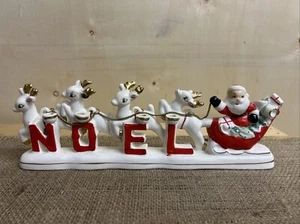 RELCO NOEL SANTA SLEIGH REINDEER CHRISTMAS TAPER CANDLE HOLDER 1950’s MCM Japan - Picture 1 of 8