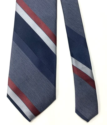 Gravata listrada Manhattan masculina marrom marinho cinza - Imagem 1 de 4