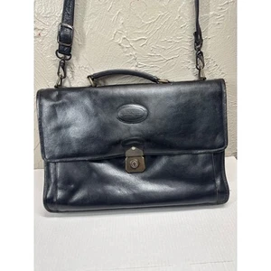 Vintage Bugatti Expandable Black Briefcase Laptop Bag Leather - Picture 1 of 9
