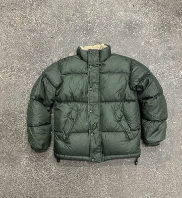 J экипажа вниз пуховик пальто зеленый Snap молнии мужской XS винтажный вельветовый воротник клетку с подкладкой - Изображение 1 из 4