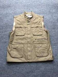 ALL-SON Vest Mens Large Brown Canvas Utility Field Workwear Multi Pocket Lined - Picture 1 of 10