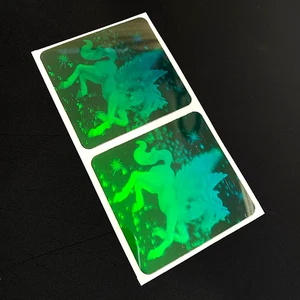 2 UNICORN PEGASUS celestial STARS VINTAGE HOLOGRAM holographic sticker decal - Picture 1 of 5