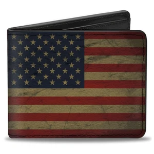 Unisex-Adult's Pu Bifold Wallet-American Flag Weathered Black/White, Multicol... - Picture 1 of 8