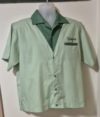 Vintage 50s  Hilton Bowling Shirt " Wayne on pocket "   Size L - Image 1 of 4