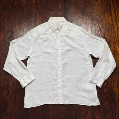 Camisa Abercrombie & Fitch Para Hombre Mediana Blanca 100% Lino Colección - Usada en Excelente Condición Foto 1 de 4