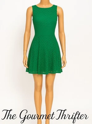 Tiana B Womens Sleeveless Green Lace Lined Dress Sz 8 Fit & Flare Holiday Party - Image 1 of 4