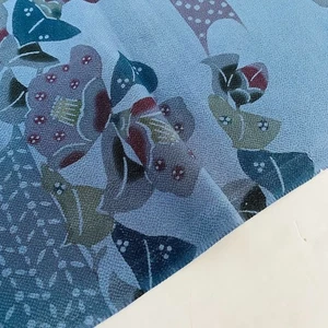 Tessuto Kimono Acciaio Camelia #A 13,5x41 Dipinto A Mano Vintage Seta Chirimen CJ6 - Foto 1 di 9