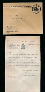 GB KANALINSELN TRIKOT OFFIZIELLER BRIEF 1933 re SONDERAUSGABE BRIEFMARKEN - Bild 1 von 1