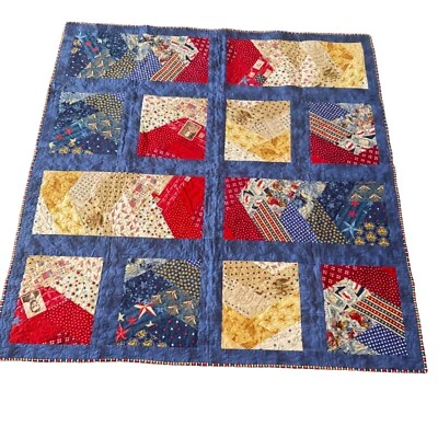Handmade Patriotic Lap Quilt Americana Stars & Stripes USA Signed EUC 60x60" - Image 1 of 4