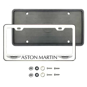 Ast0n Martin Black Laser Etched 304 Stainless Steel License Frame Silicone Guard - Picture 1 of 1