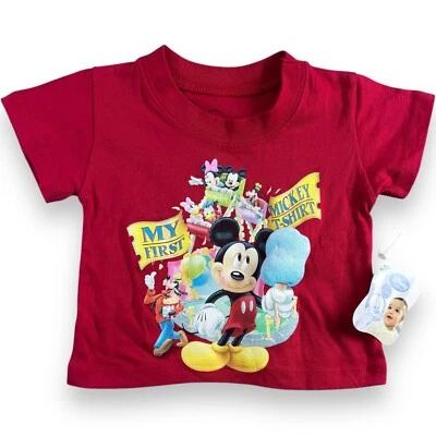 Baby Disney My First Mickey Mouse Shirt Red Colored T- Shirt 3-6 Month - Image 1 of 4