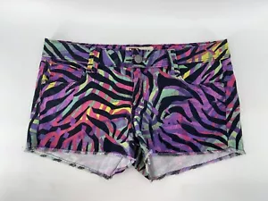 L.E.I Vintage Ashley Shorts Womens Size 13 / 14 Purple Green Yellow Black Red - Picture 1 of 8