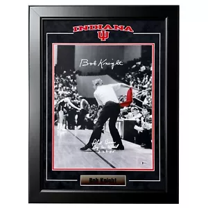 Bob Knight / Phil Bova Autographed Indiana Chair Throw 16x20 Photo Framed BAS IU - Picture 1 of 8