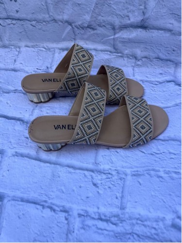 VANS Sandali vintage Van Eli marrone e argento con perline taglia 8M tacco unico